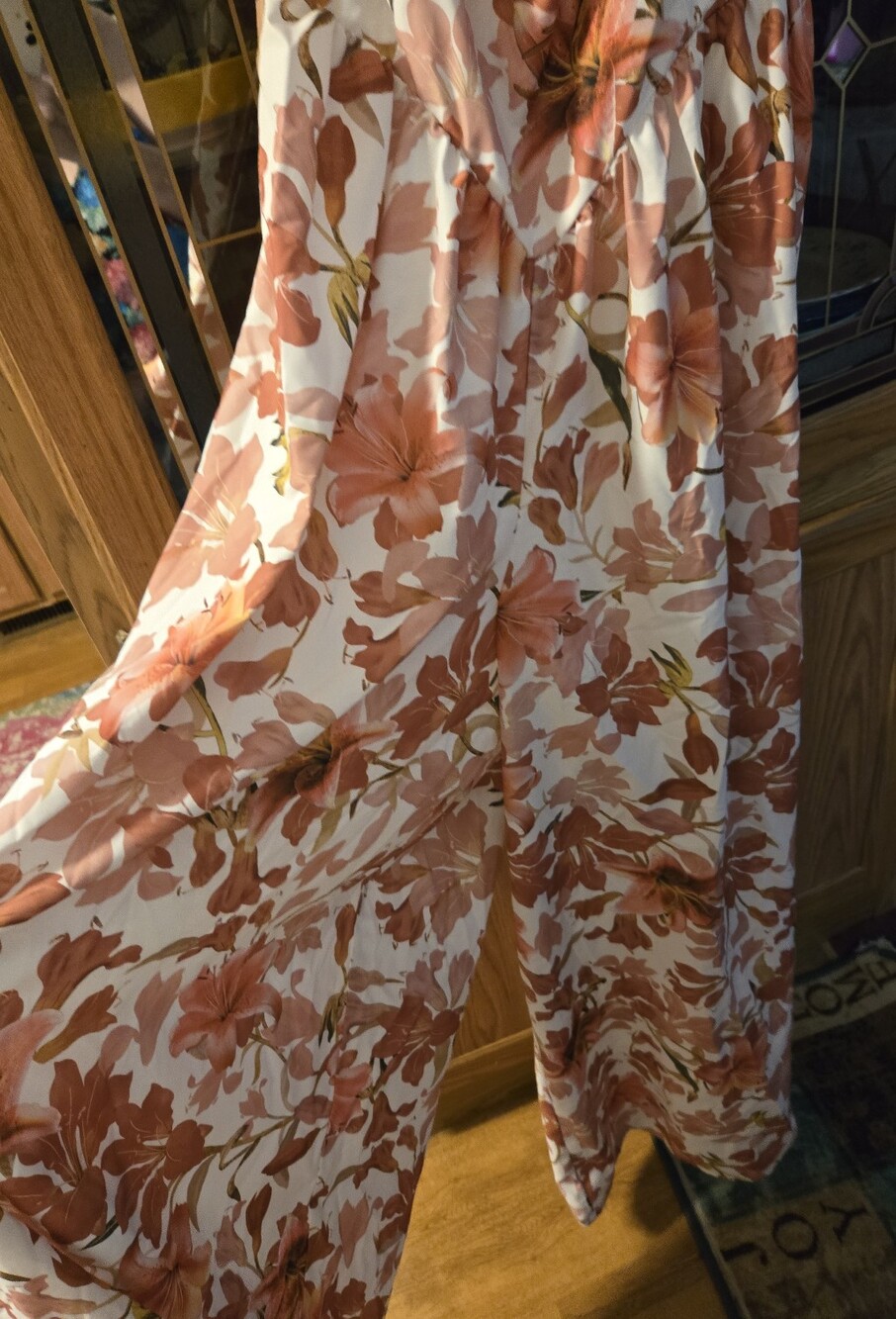 Floral Wide-Leg Jumpsuit in Dusty Rose and Cream